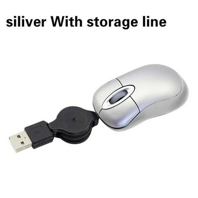 Mini Portable Wired Retractable Mouse Computer Mause Small Hand USB Optical 1000