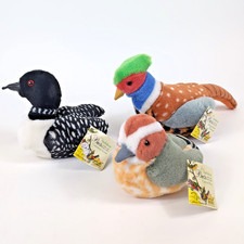 Lot 3 Wild Republic Audubon Plush Bird Wren Pheasant Loon Original Tags NO Sound