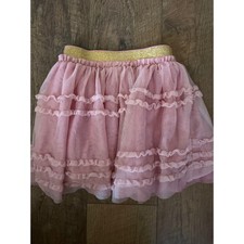 Mini Boden Tulle Ruffle Skirt Girls 3-4Y Pink Glitter Waistband