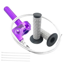 Motorcycle Throttle Assembly,7/8" Quick Twist Throttle Grips Purple + Black