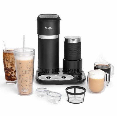 Mr. Coffee 4-in-1 Single-Serve Latte, Iced, and Hot Coffee Maker with Milk Froth