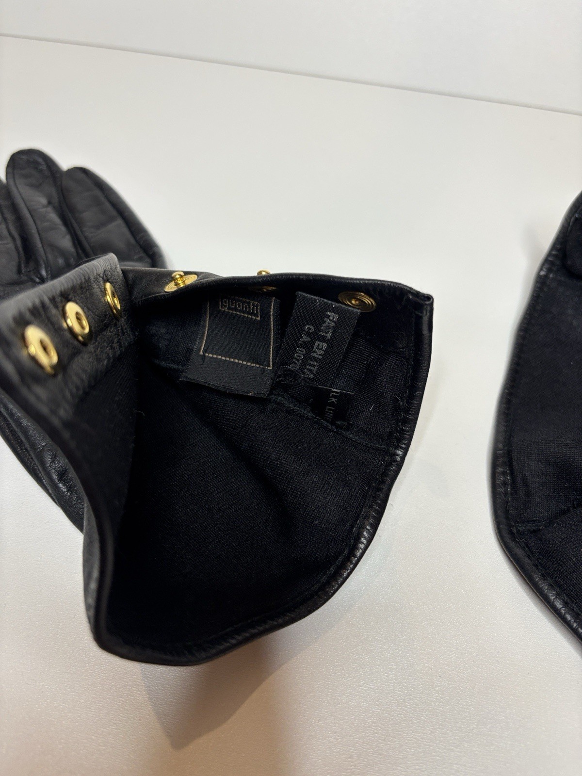 Fendi Black Leather Gloves with Gold Accents thumbnail 8