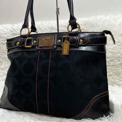 Coach Tote Bag Op Art Patent Leather Black 14cm Width, A4 Compatible