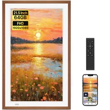 Uhale 21.5" Large Digital Picture Frame WiFi Wood with Remote Control, 1920 x...