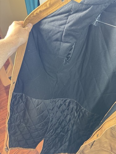 Jeep Full Zip Hooded Canvas Long Winter Coat Men's Medium - Picture 8 of 10