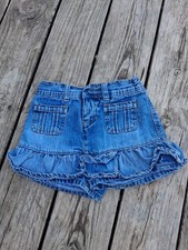 Vintage Faded Glory Denim Skort Girls Size 6 Light Wash Ruffle Hem Jean Skirt