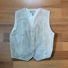 Men's Vintage 90's Marsh Manding Tan Suede Leather Western Waistcoat Vest Sz S