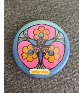 Original Vintage Peter Max 1960's Tin Celluloid Pinback Button NOS!