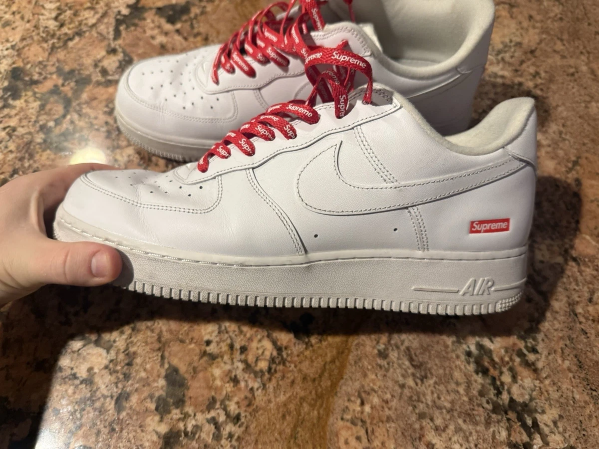 $*$様 Supreme × Nike Air Force 1 Low Whit Nike Air Force 1 Low Supreme White - Size 12 / 13 (Damaged Box) | eBay