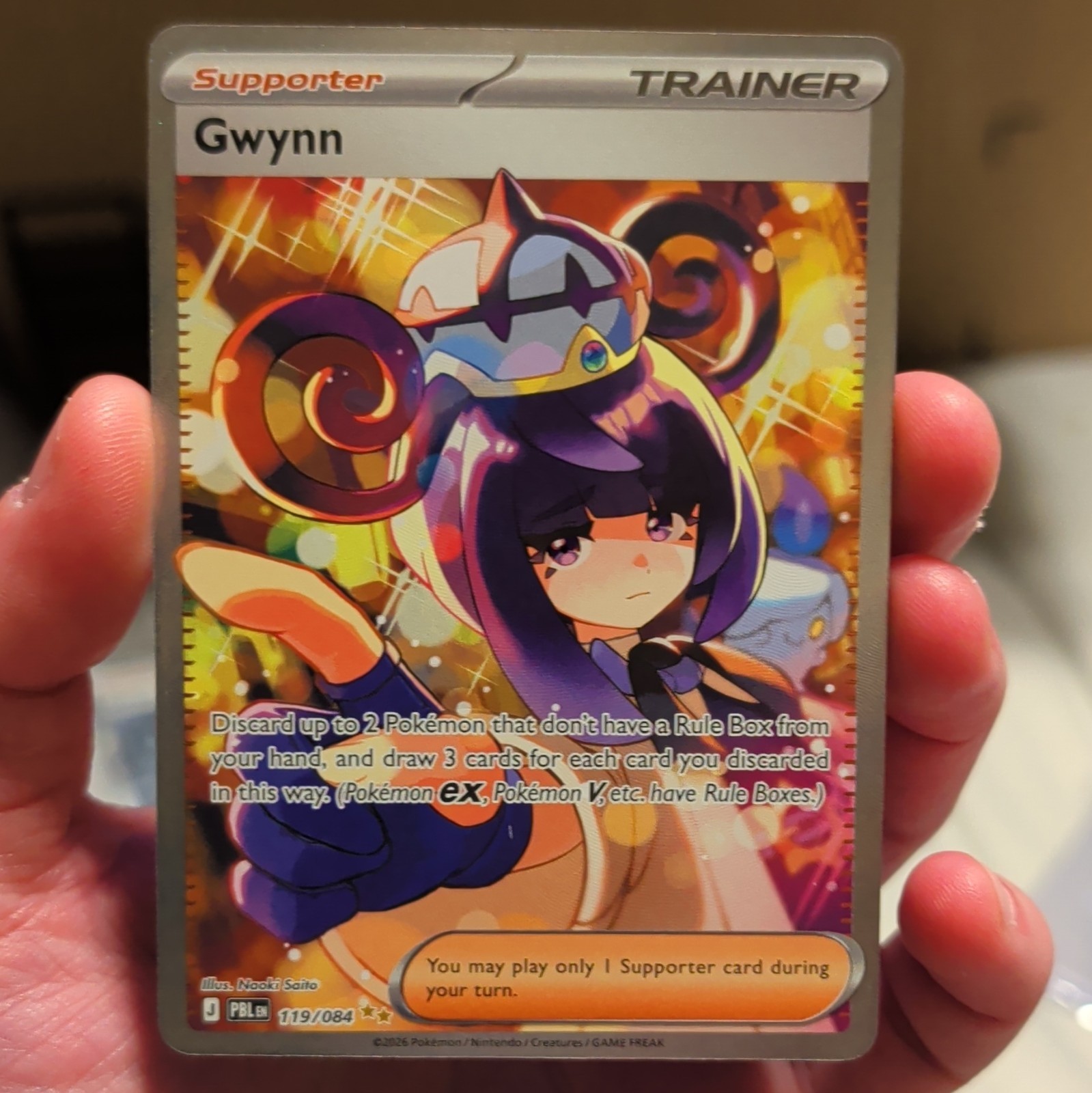 Gwynn 119/084 PITCH BLACK Full Art Holo Rare English 2026 Trainer Supporter