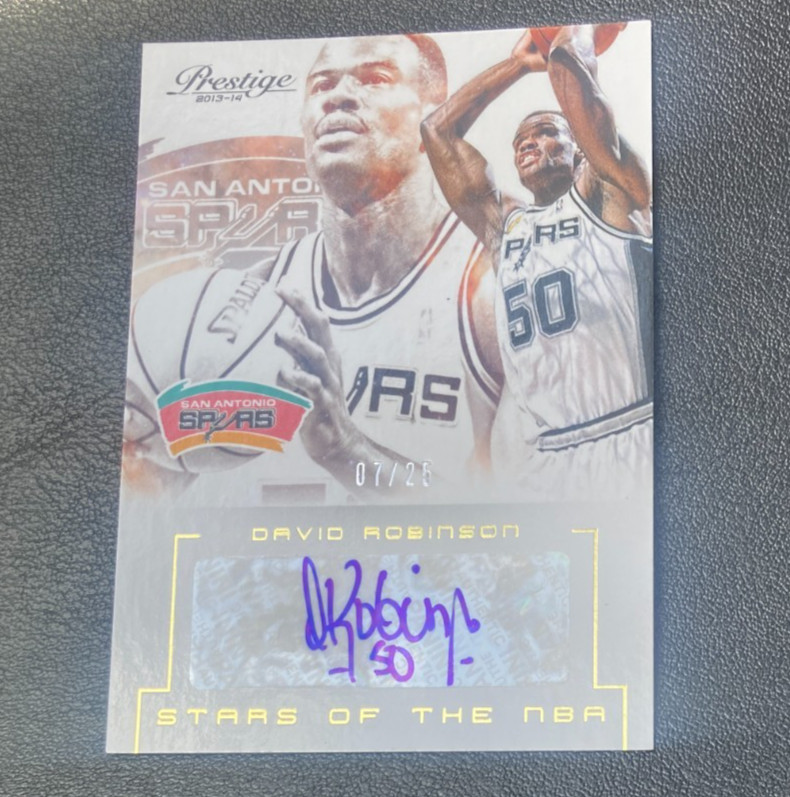 2013-14 Panini Prestige Stars of the NBA Signatures 7/25 David Robinson Auto