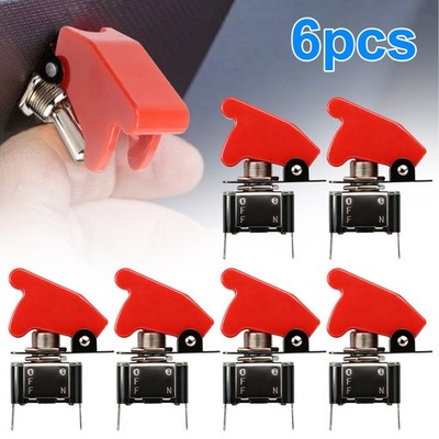 6pcs SPST ON/Off 2Pin Heavy Duty Rocker Toggle Switch with Cover 12V 20A for Car