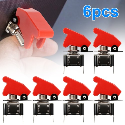 6pcs SPST ON/Off 2Pin Heavy Duty Rocker Toggle Switch with Cover 12V ...