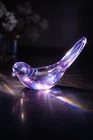 Fenton Lilac Glass Bird Figurine Lavender Art Glass USA 5”Decor EUC Stamped