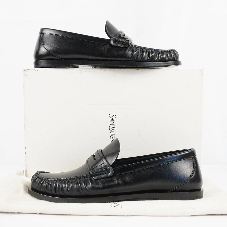Saint Laurent Leather Cassandre Penny Loafers In Black - Women's Size EU 38