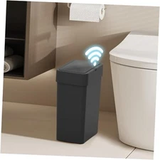  Bathroom Trash Can with Lid 2.5 Gallon Motion Sensor Slim 2.5 Gallons Black