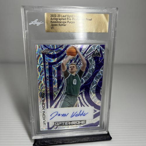 Jaxon Kohler 1/1 Auto ,22-23 Leaf Optichrome Pre-production Kaleidoscope Purple