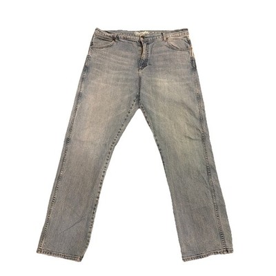 Wrangler Retro Light Wash Slim Straight Blue Jeans Mens 38x34