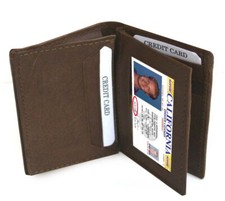 Brown Men's Leather Bifold Credit Wallet 20 Card ID Center Flap Thin Holder