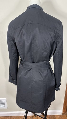 Old Navy Medium Fall Rain Trench Black Coat Slim Military Utility Hidden Buttons - Picture 6 of 7