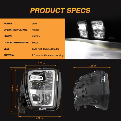Par de luces antiniebla LED de parachoques cromadas AUXBEAM para Dodge Ram 1500 2013-2016 2017 2018 - Imagen 4 de 12