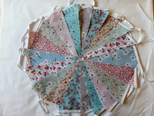 Clearance Fabric Bunting 80ft 24 metres   Handmade Vintage END OF LINE few left - Image 3 of 3
