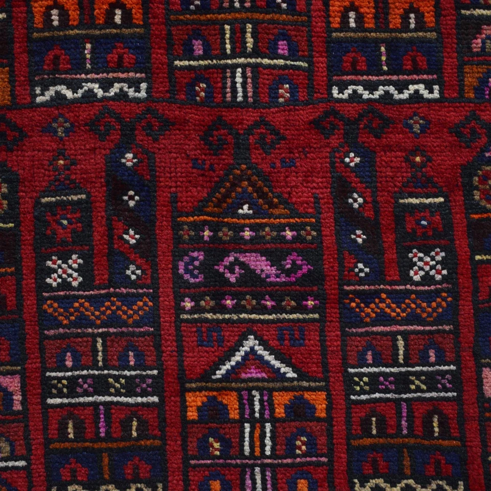 Prayer Rug Tribal Handmade Wool Afghan Area Rugs Red Carpets 2'6"x4'8" ft W12030 - Image 4 of 4