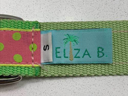 Eliza B Ribbon Belt Green and Pink Polka Dot pattern preppy metal d-ring EUC SM - Picture 5 of 5