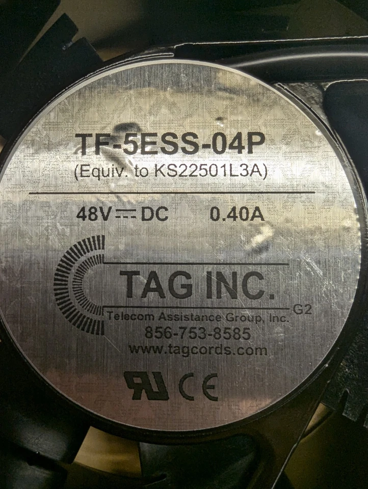 Whole Office CO Replacement Fan Tag Inc 48V TF-5ESS-04P KS22501L3A Equivalent  - Image 3 of 4