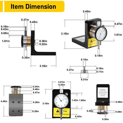 W1218A Dial Indicator With Magnetic Base For Planers & Jointers - 360° Rotation, .001" Accuracy