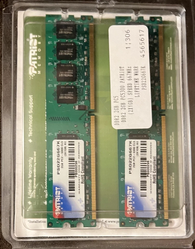 NEW Patriot Memory 2 x 1GB Kit PC2-5300 SL DDR2 667MHz RAM 2GB Memory Module - Image 4 of 4