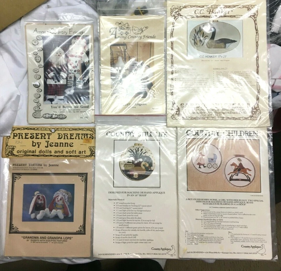 Vintage Applique & Doll Pattern Lot 1980's Among Country Friends Country Appliqu - Image 2 of 4