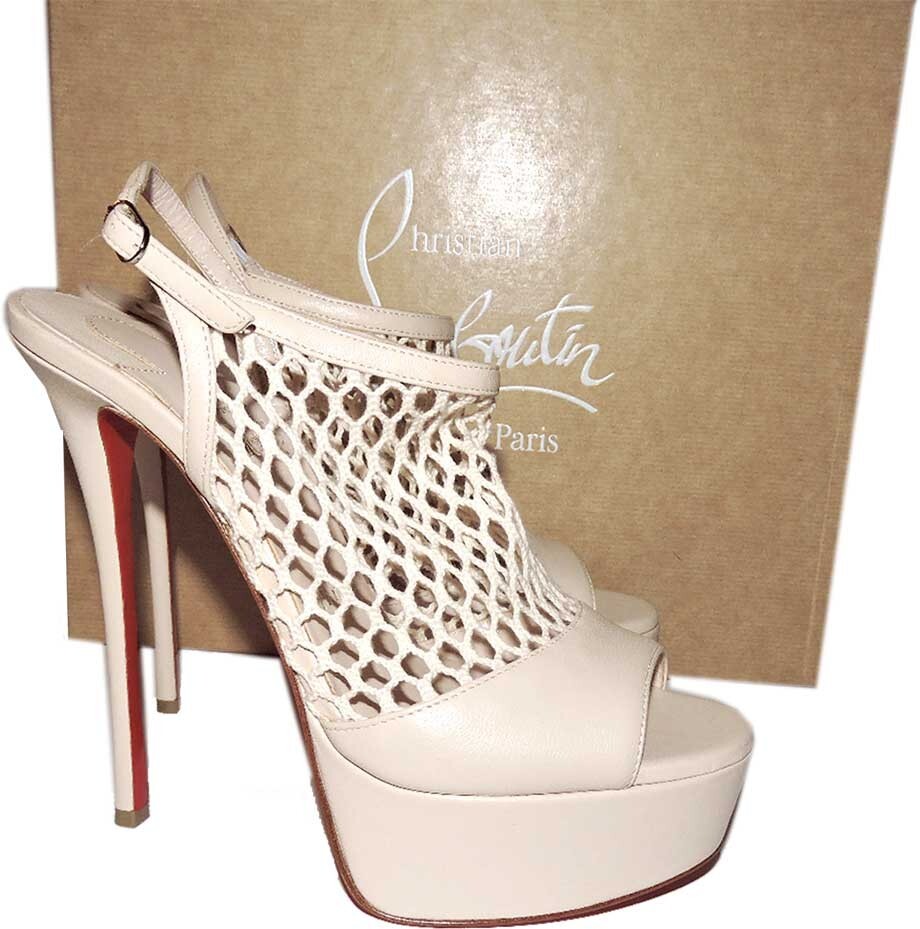 38 Christian Louboutin Platform Sandals Beige Pumps Plougesta Alta