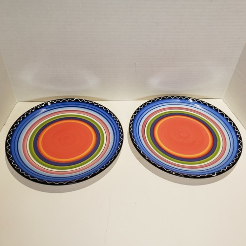 Set of 2 Multicolored Certified International Tequila Sunrise 11" Dinner Plate