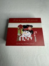 Fitz and Floyd Top Hat Frosty snowman snack Plate & Spreader Cheese Ball Plate