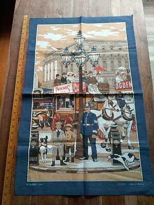 Vtg Rare Cotton Tea Towel Vista Twinings Victorian London Bobby UNUSED 