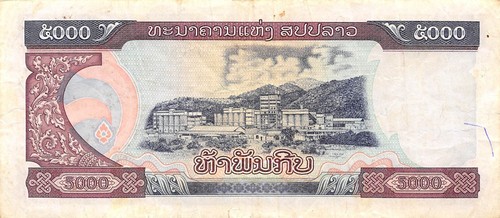 Laos 5000 Kip 1997 P 34a Series BB Circulated Banknote LBJ - Picture 2 of 2