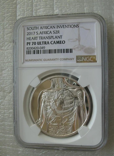 South Africa 2 Rand 2017 Silver Proof Coin INVENTIONS Heart Transplant NGC PF70