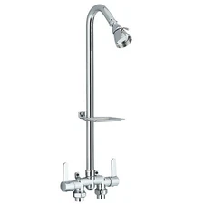 Chrome Outdoor Shower Fixture System Rain Showerhead Shower Faucet Kit w/Valve