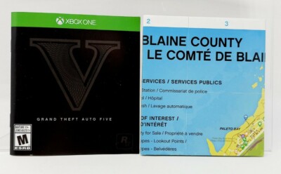 Microsoft XBox One Grand Theft Auto 5 Replacement Manual English / French + Map 