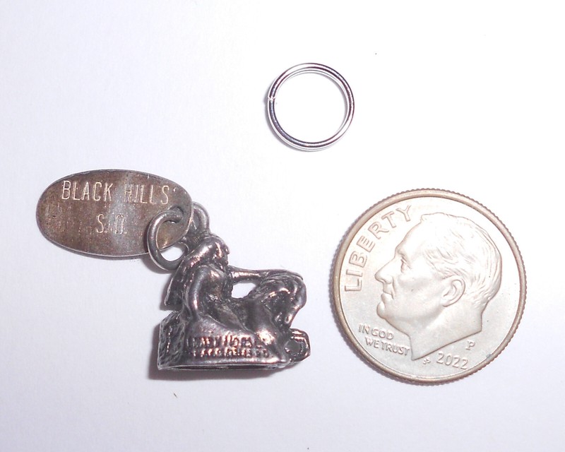 Vintage Black Hills charm Flag and extra split ring
