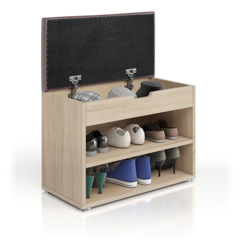Schuhbank Schuhschrank Schuhablage Sitzbank Klappdeckel 6 Paar Sonoma Vicco - Bild 5 von 8