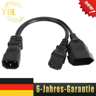 Y-Splitter-Stromkabel Verlängerungskabel für Computer Monitor C14-C13 EURO DE