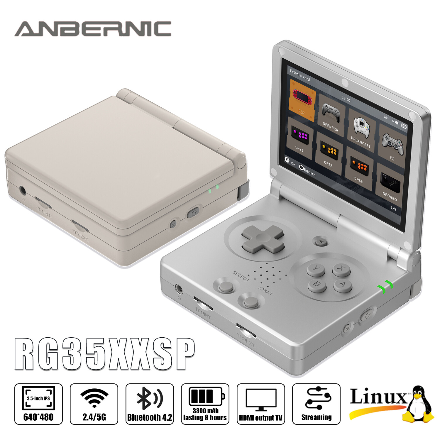 ANBERNIC RG35XXSP Handheld Game Console 3.5" IPS Screen Open Flip Game Player