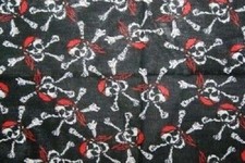 22"x22" Jolly Roger Pirate Redhat skull and bones 2 Bandana