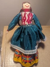 Cloth Doll Figurine Mexican Girl Folk  Art Souvenir Collectors Rag Doll Vintage