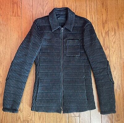 Prada Men's Black Gathered Leather Jacket Fall 2006 Runway Prada Men's Black Gathered Leather Jacket Fall 2006 Runway