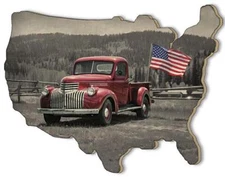 USA Wall Art Wood Laser Cutout Plaque - American Made II by Artist Lori Deiter