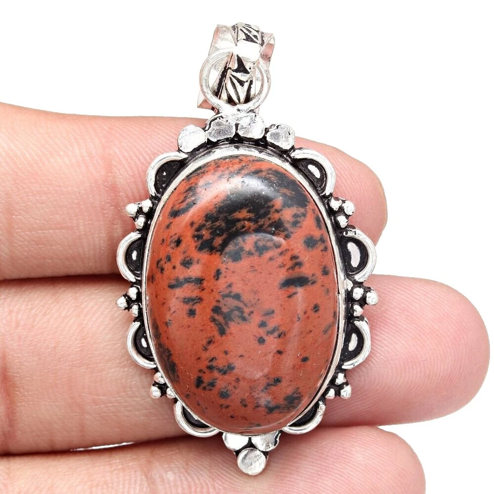 Joyería de Moda marrón plateado de obsidiana