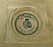 CARIBE MOTEL ASHTRAY CHELSEA AVE BOARDWALK ATLANTIC CITY NJ VINTAGE GLASS GREEN.
